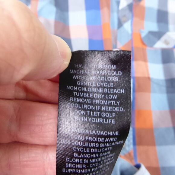 Travis Mathew Button Up Shirt Mens SZ M Long Sleeve Checked Pattern Casual - Picture 8 of 13